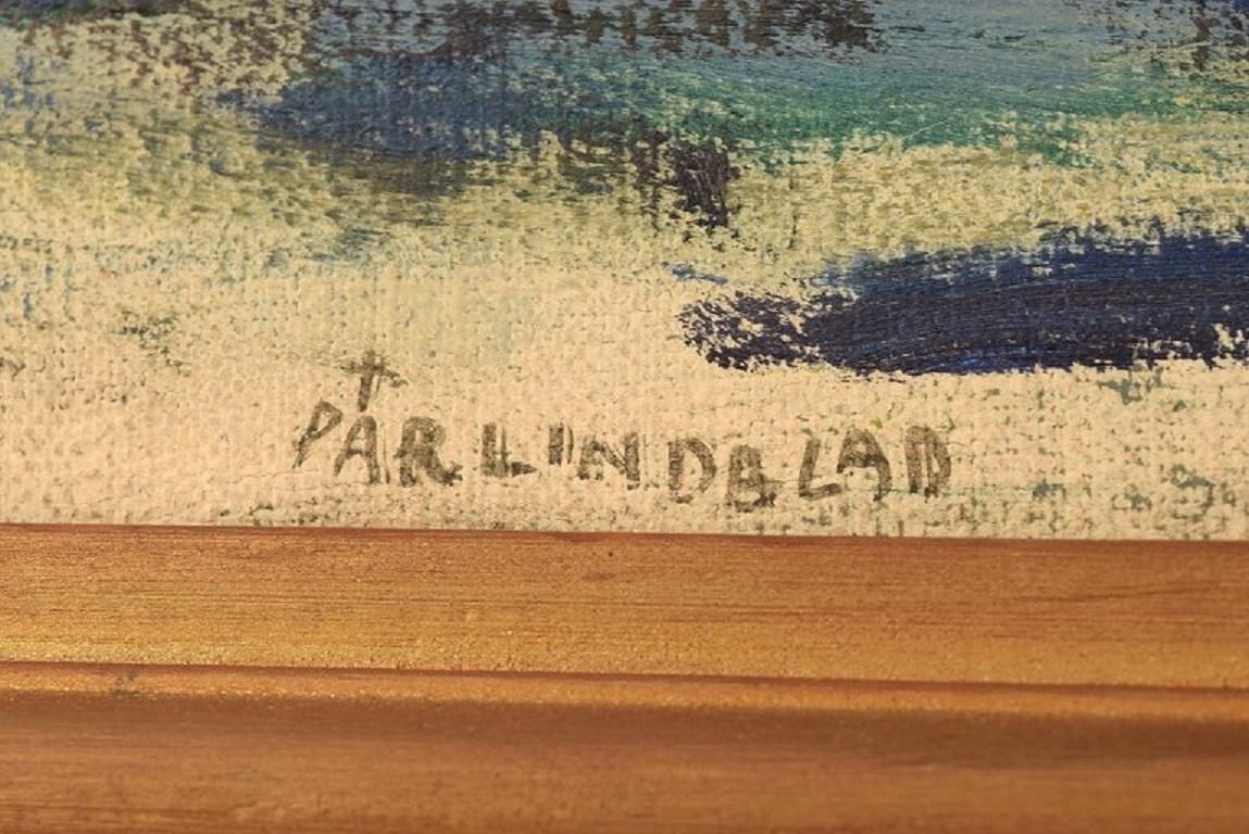 Pär Lindblad Sweden Oil On Canvas Modernist Landscape 1940s photo Art
