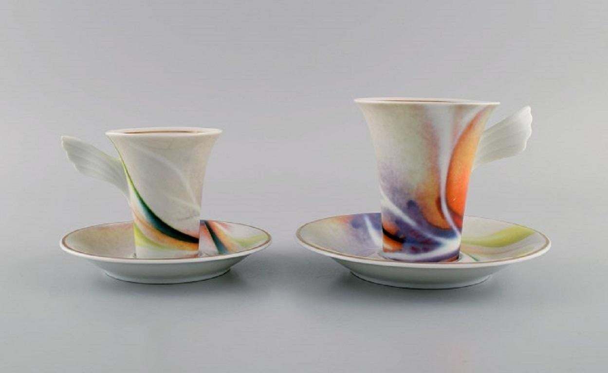 Paul Wunderlich For Rosenthal Mythos Coffee Cup And Mocha Cup With Saucers