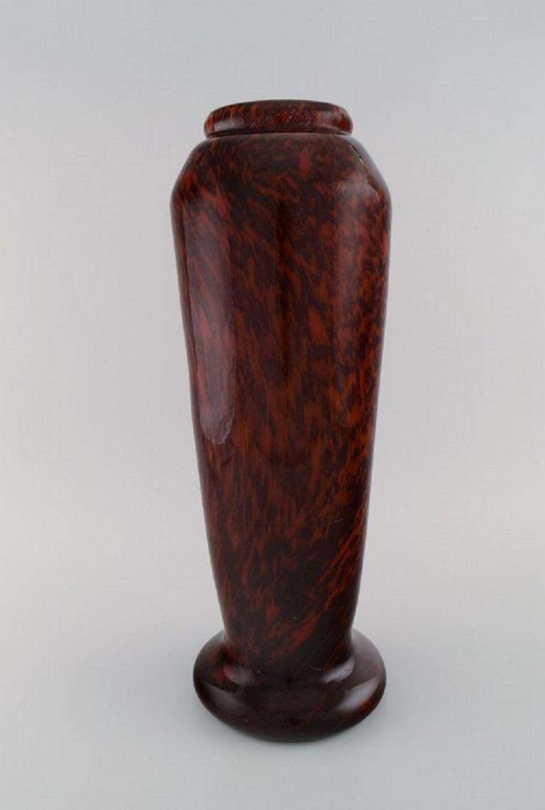 Very Large Lorrain Art Deco Vase In Red Mouth Blown Art Glass photo furniture