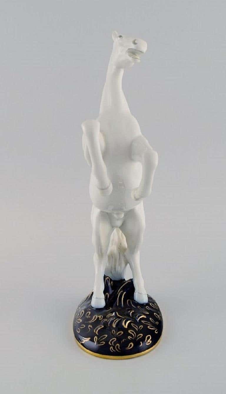 Royal Dux, Prancing Horse In Hand Painted Porcelain, 1940s photo Art