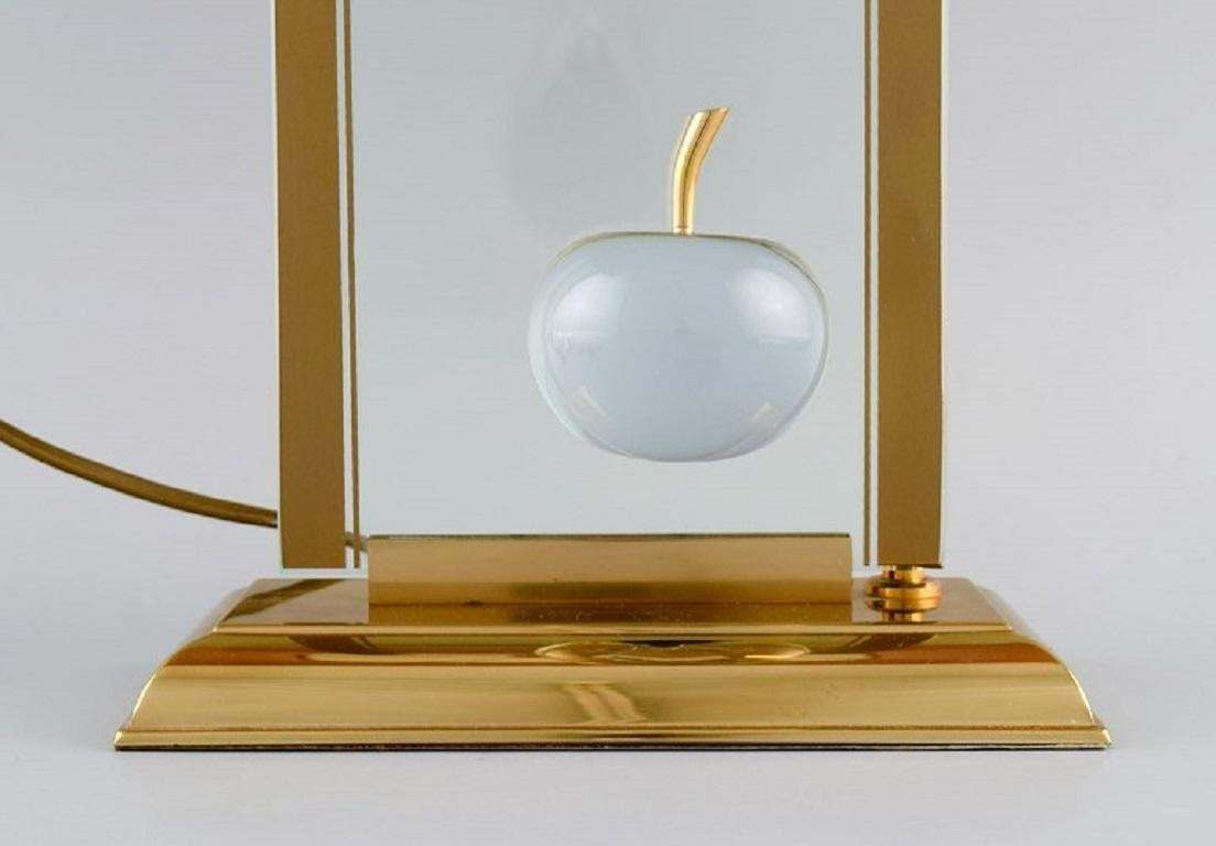 Le Dauphin, France, "La Pomme" Table Lamp In Clear Art Glass And Brass photo for sale