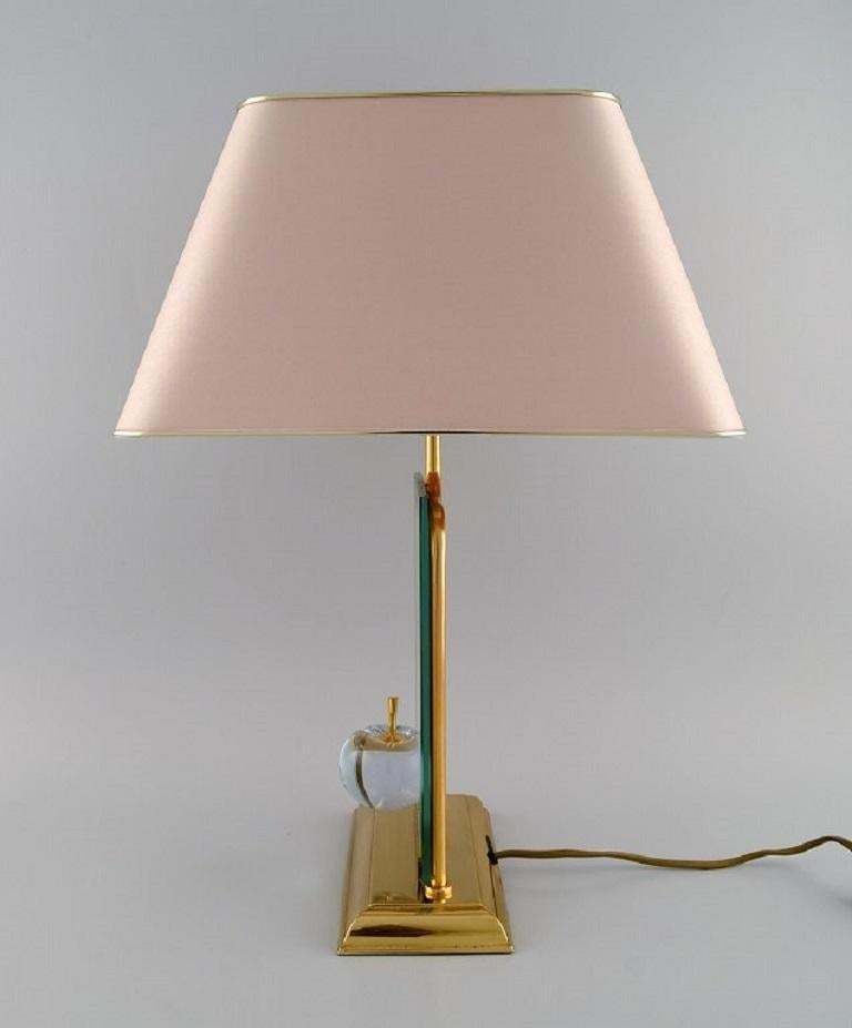 Le Dauphin, France, "La Pomme" Table Lamp In Clear Art Glass And Brass photo vinterior