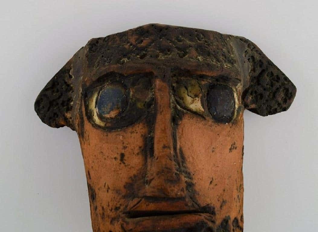 Niels Helledie, Denmark, Unique Face Mask In Hand Painted Stoneware photo furniture