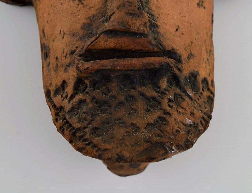 Niels Helledie, Denmark, Unique Face Mask In Hand Painted Stoneware photo for sale