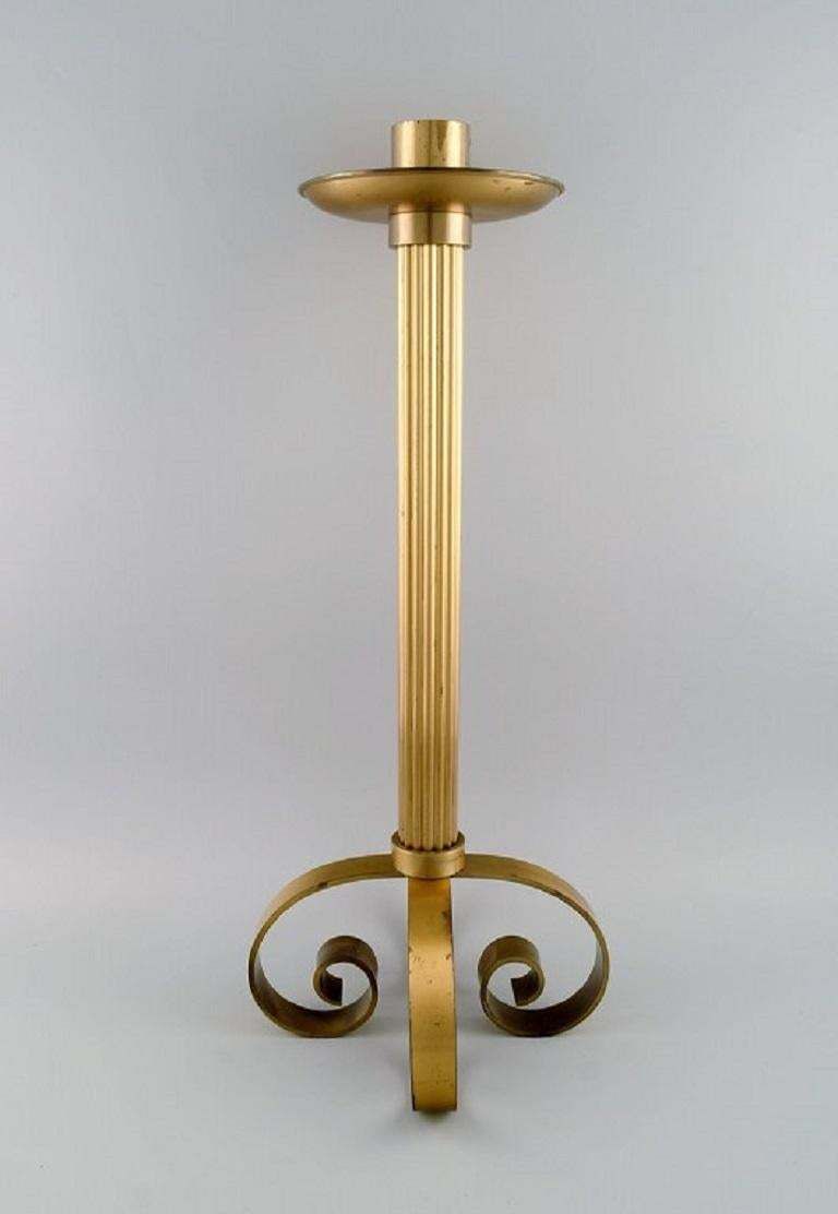 Ivar ålenius Björk For Ystad Metal, Two Colossal Brass Floor Candlesticks photo furniture