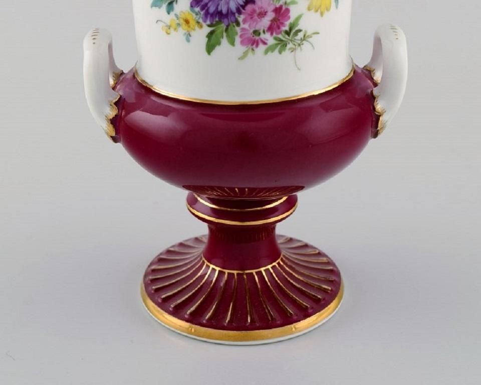 Antique Meissen Porcelain Vase With Hand Painted Flowers photo for sale