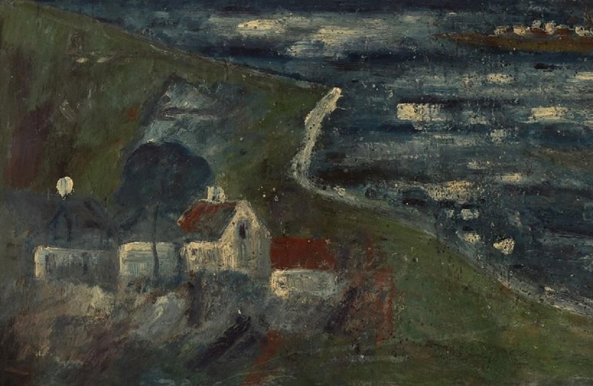 Svend Aage Tauscher Oil On Canvas, Modernist Landscape photo for sale