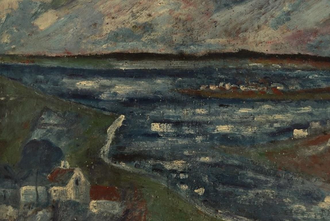 Svend Aage Tauscher Oil On Canvas, Modernist Landscape photo 676.0