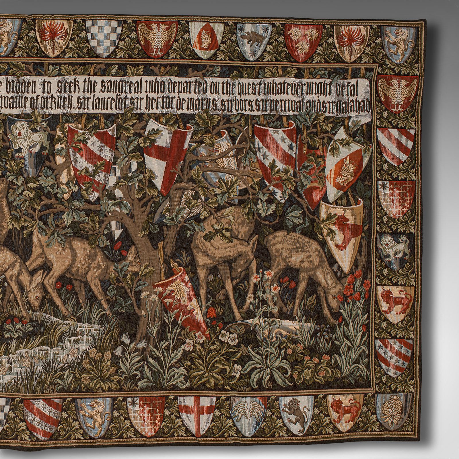 photo furniture Vintage Verdure Panel, Belgian, Jacquard Woven, Decorative Wall Scene, C.1980