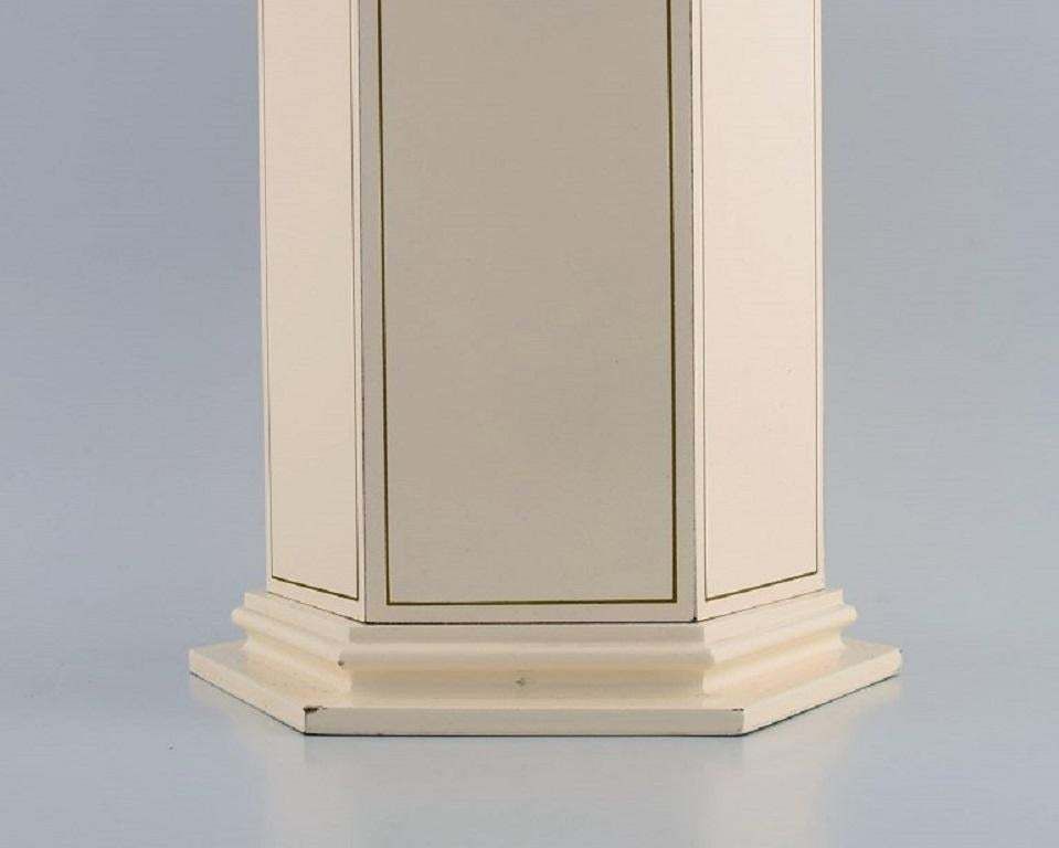 Le Dauphin, France, Large Table Lamp In Cream Lacquered Metal And Brass, 1970s photo for sale