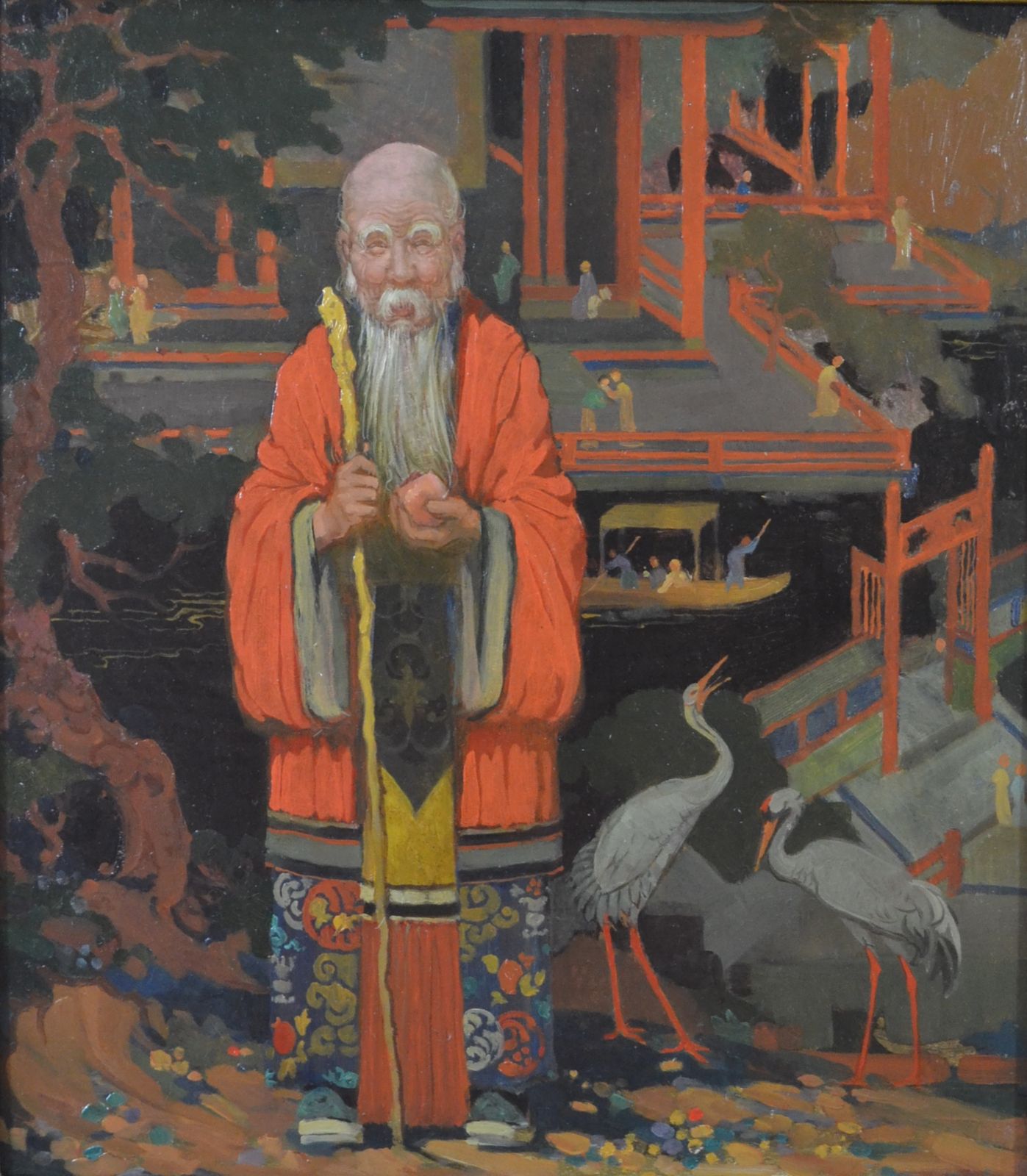 Early 20th Century British Oil Painting Of A Chinese Mandarin By Percy Angelo Staynes photo furniture