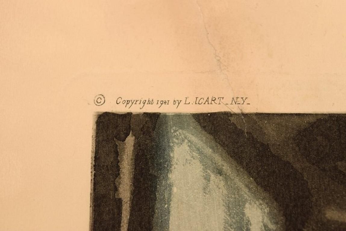 Louis Icart, Etching On Paper, "Départ", Approx. 1920 photo buy