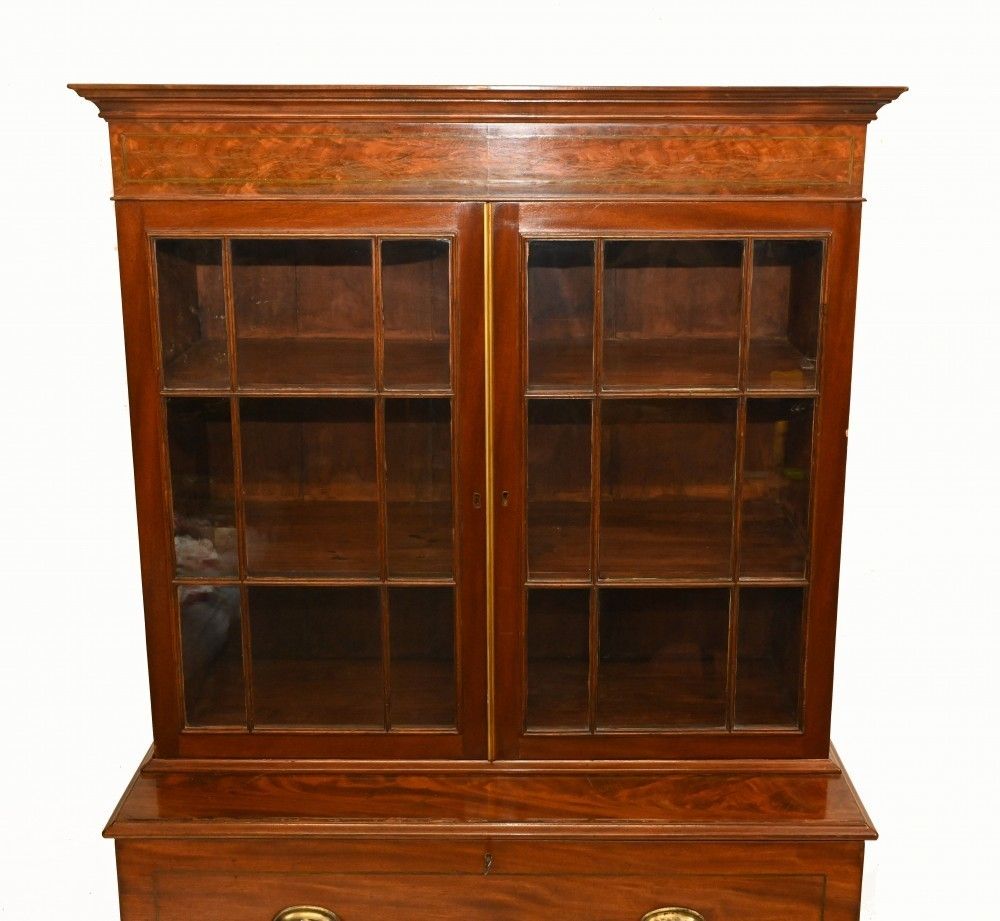 Georgian Secretaire Bookcase Desk Mahogany 1800 photo vinterior