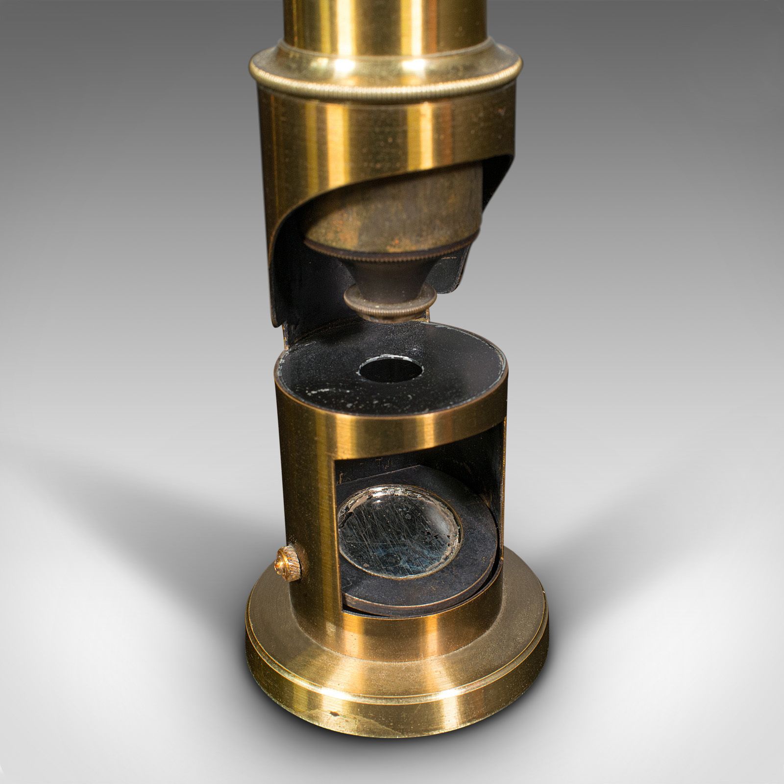 Antique Pocket Field Microscope, English, Brass, Instrument, C.1910 photo vinterior