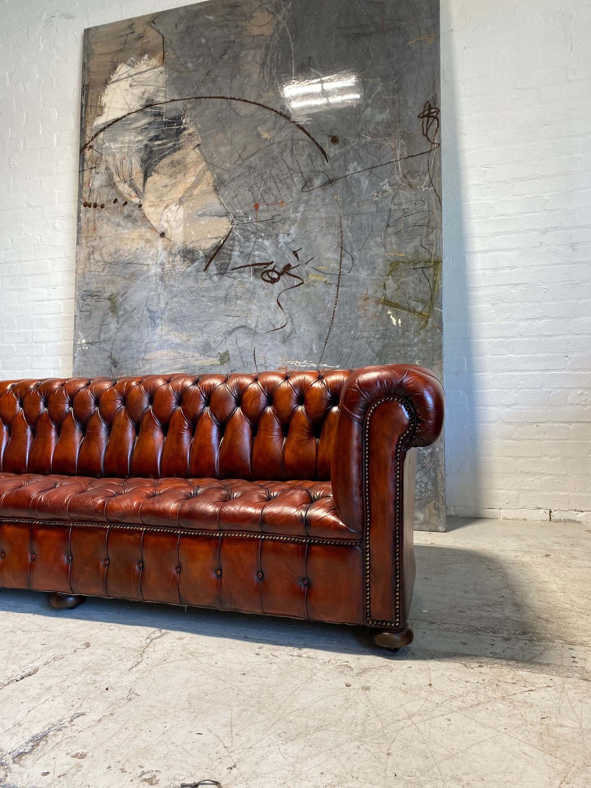 Exceptional! Midc Chesterfield Sofa In Rich Cognac photo 5299.0
