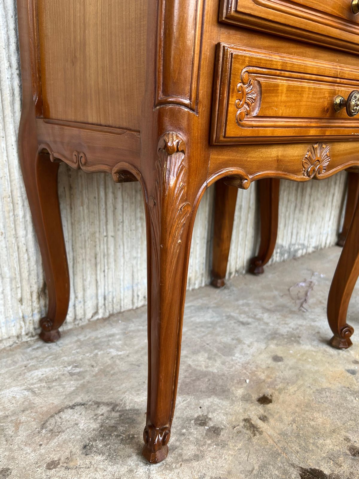2459.0 Pair Of Louis XVI Style Nightstands With Three Drawers And Cabriole Legs photo
