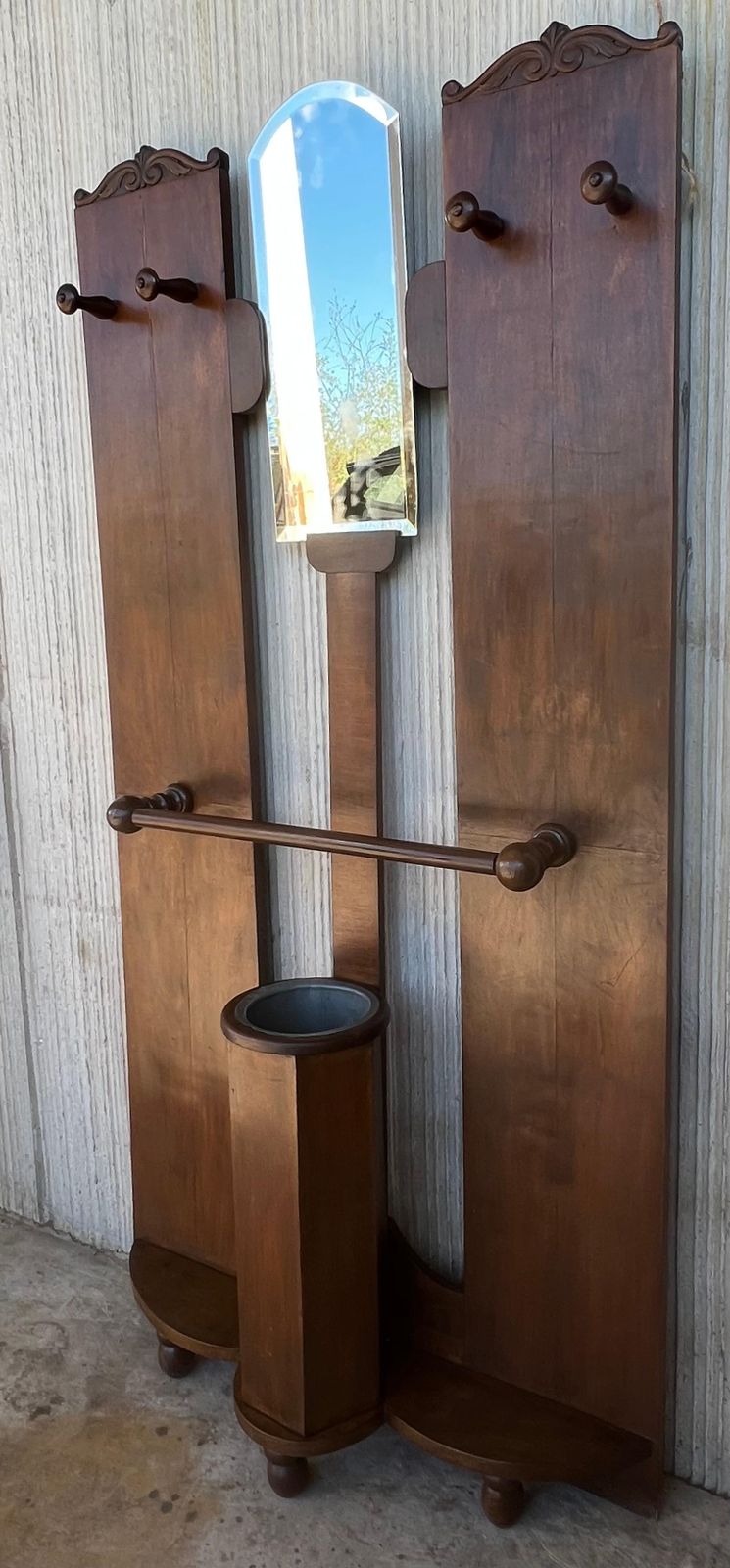 Art Decò Coat Rack Floor Stand With Umbrella Holder And Mirror photo Furniture