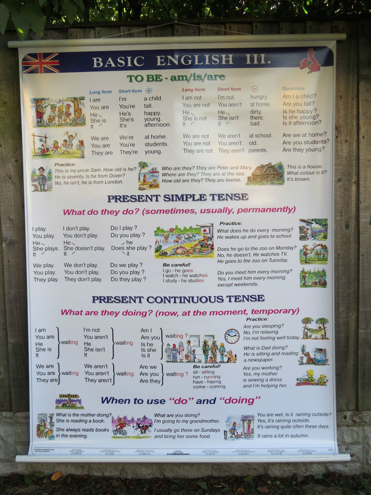 Roll Down School Wall Chart Of Basic English Language III Double Sided Lesson 3