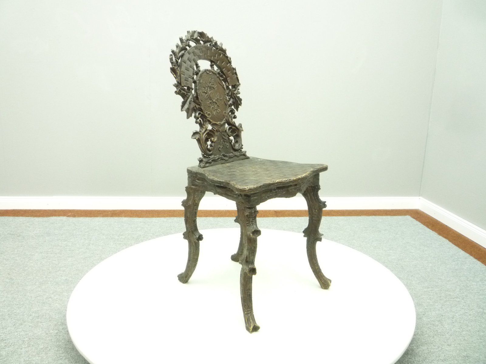 Antique Hand Carved Oak Chair, 1900s photo furniture