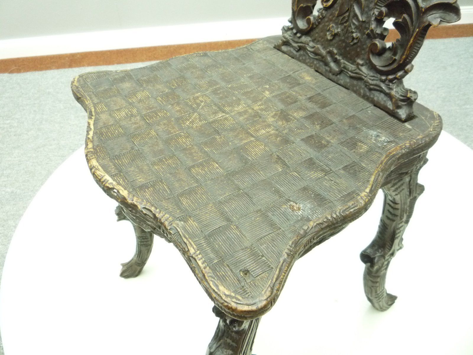 Antique Hand Carved Oak Chair, 1900s photo vintage