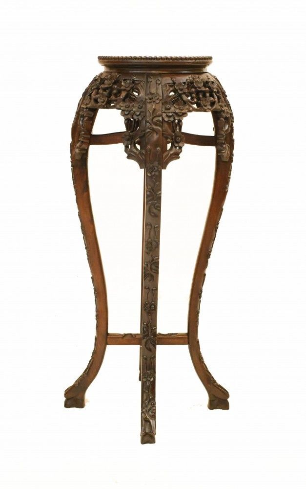 Antique Chinese Pedestal Stand Table Carved 1840 photo 480.0