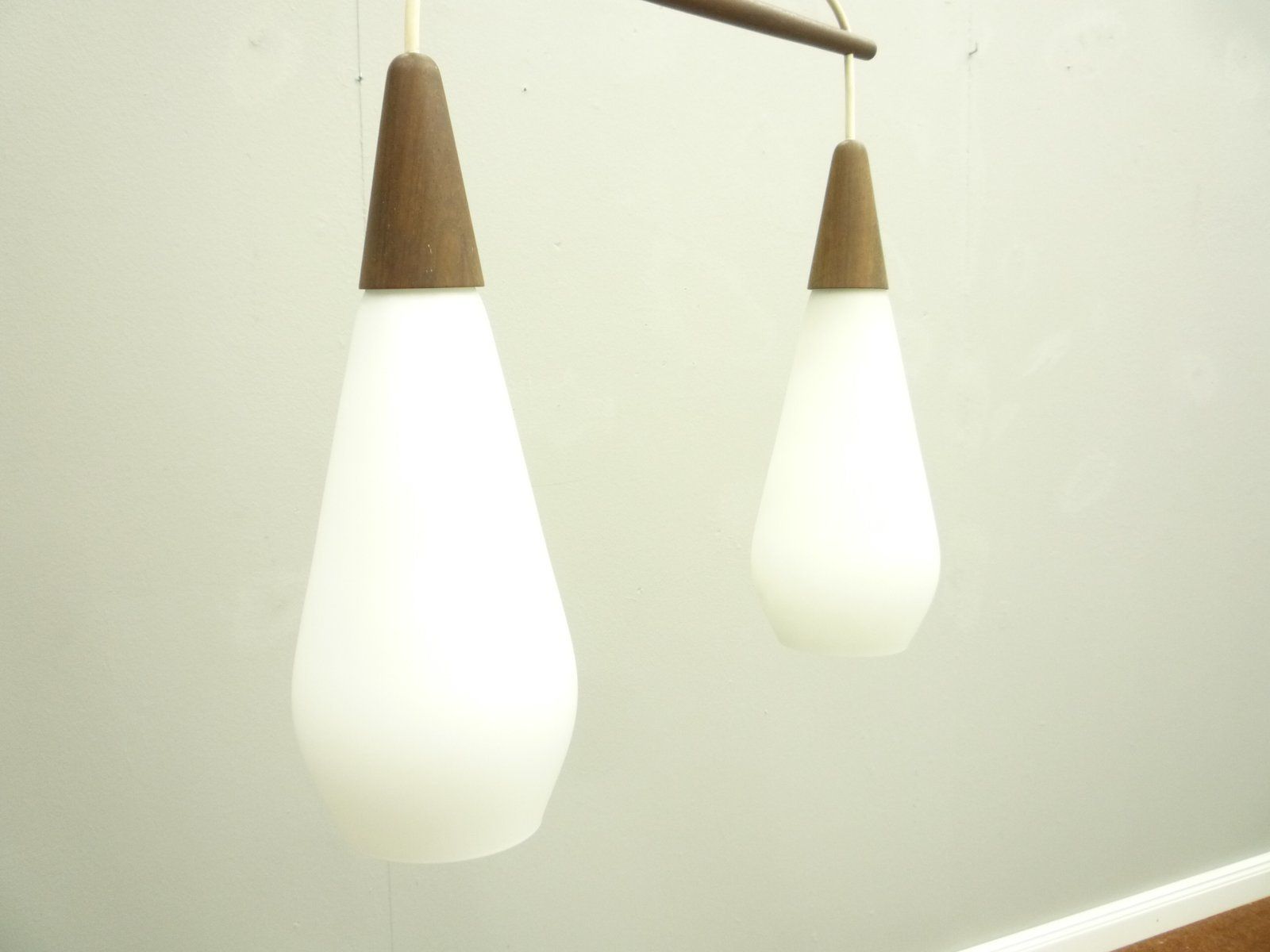 Glass & Teak Hanging Lamp In The Style Of Luxury photo 184.0