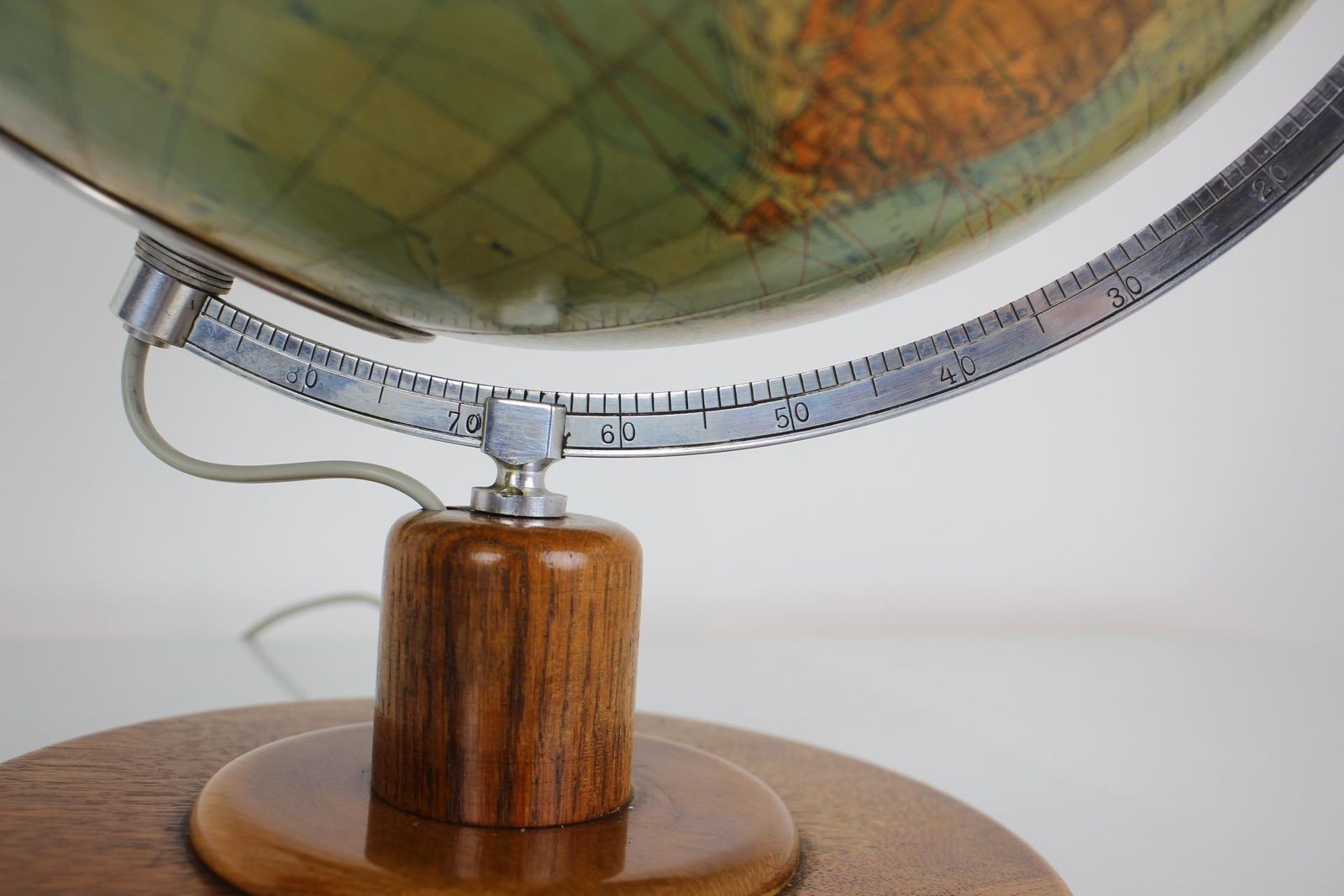 photo buy Mid Century Light Glass Globe With Wooden Base By Paul Rath, 1950s