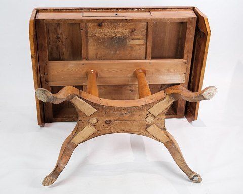 photo for sale Antique Empire Table With Flaps And Marquetry In Birch Wood Originating From Denmark Made In The 1840s.