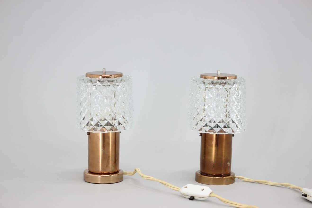 1970s Pair Of Copper Table Lamps By Kamenický šeno, Czechoslovakia photo for sale