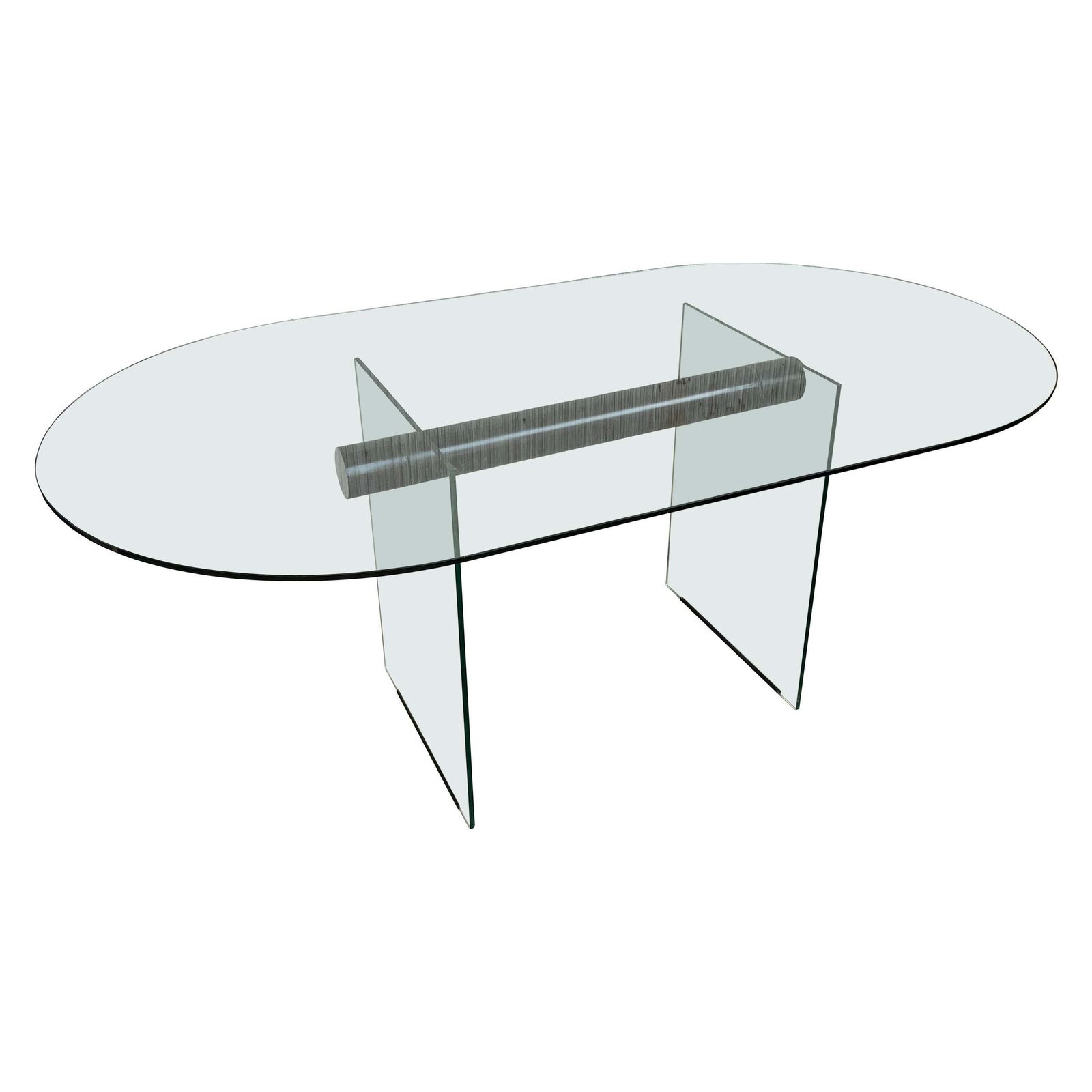 Table à manger mid-century modern en verre, pieds en verre, dans le style Pace