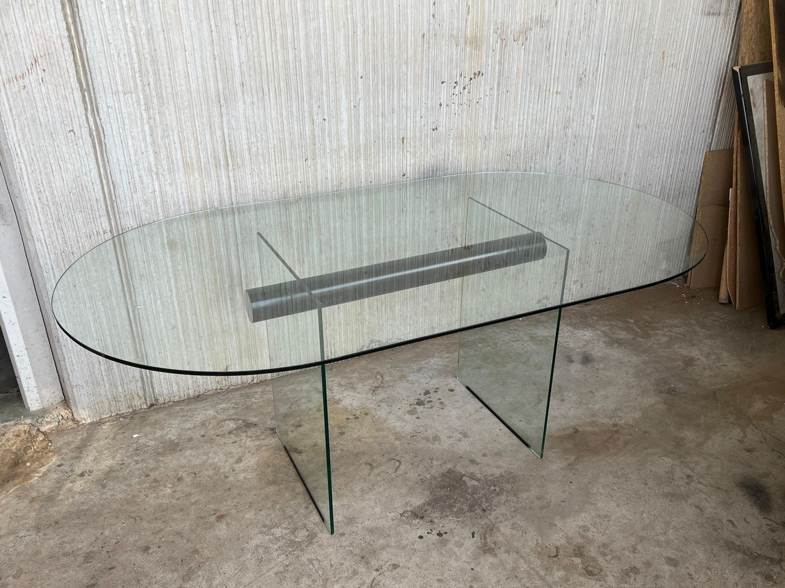 Mid Century Modern Glass Dining Room Table With Glass Legs In The Pace Style photo 3624.0