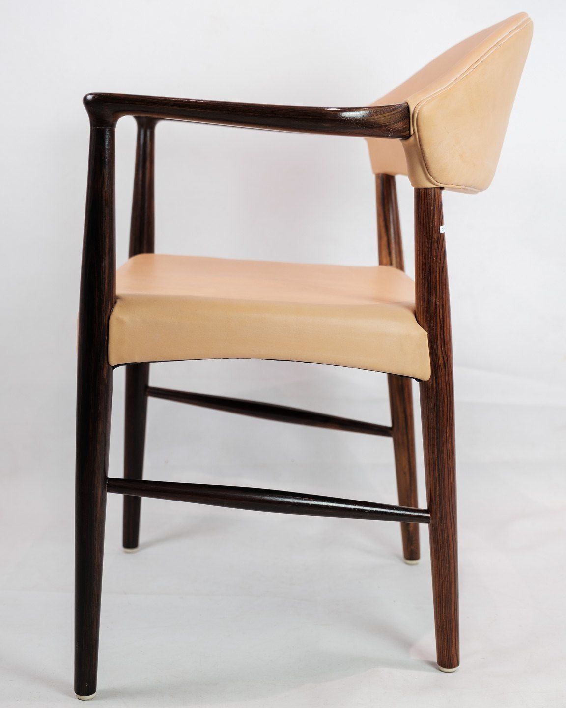 Armchair In Rosewood With Light Natural Leather Designed By Kurt Olsen In The 1960s photo for sale