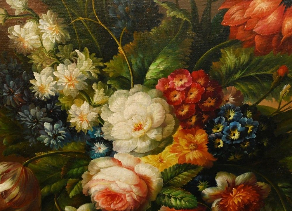Dutch Oil Painting Still Life Floral Spray Gilt Frame photo Art
