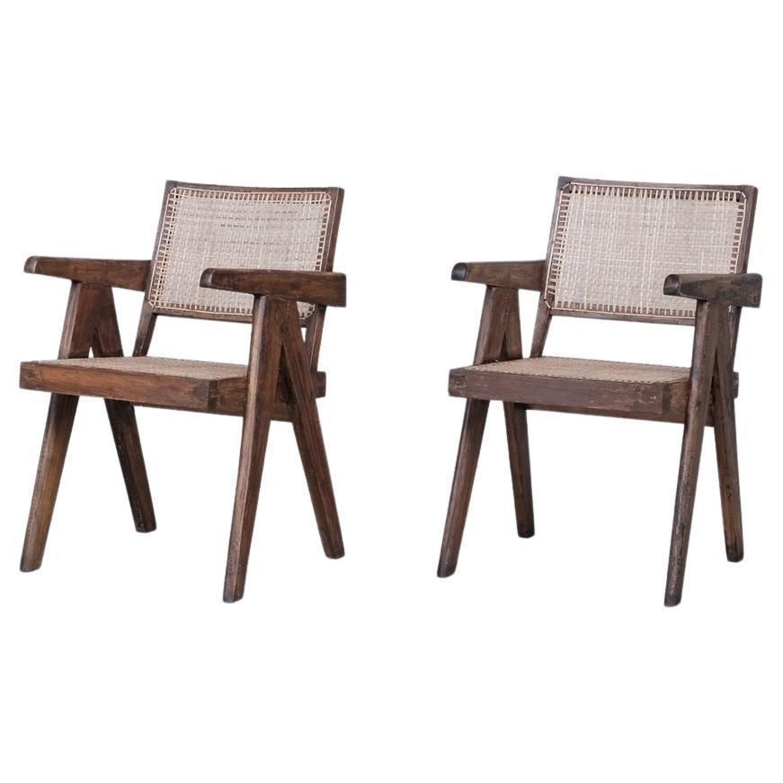 Pierre Jeanneret Pair Of Mid Century Office Armchairs