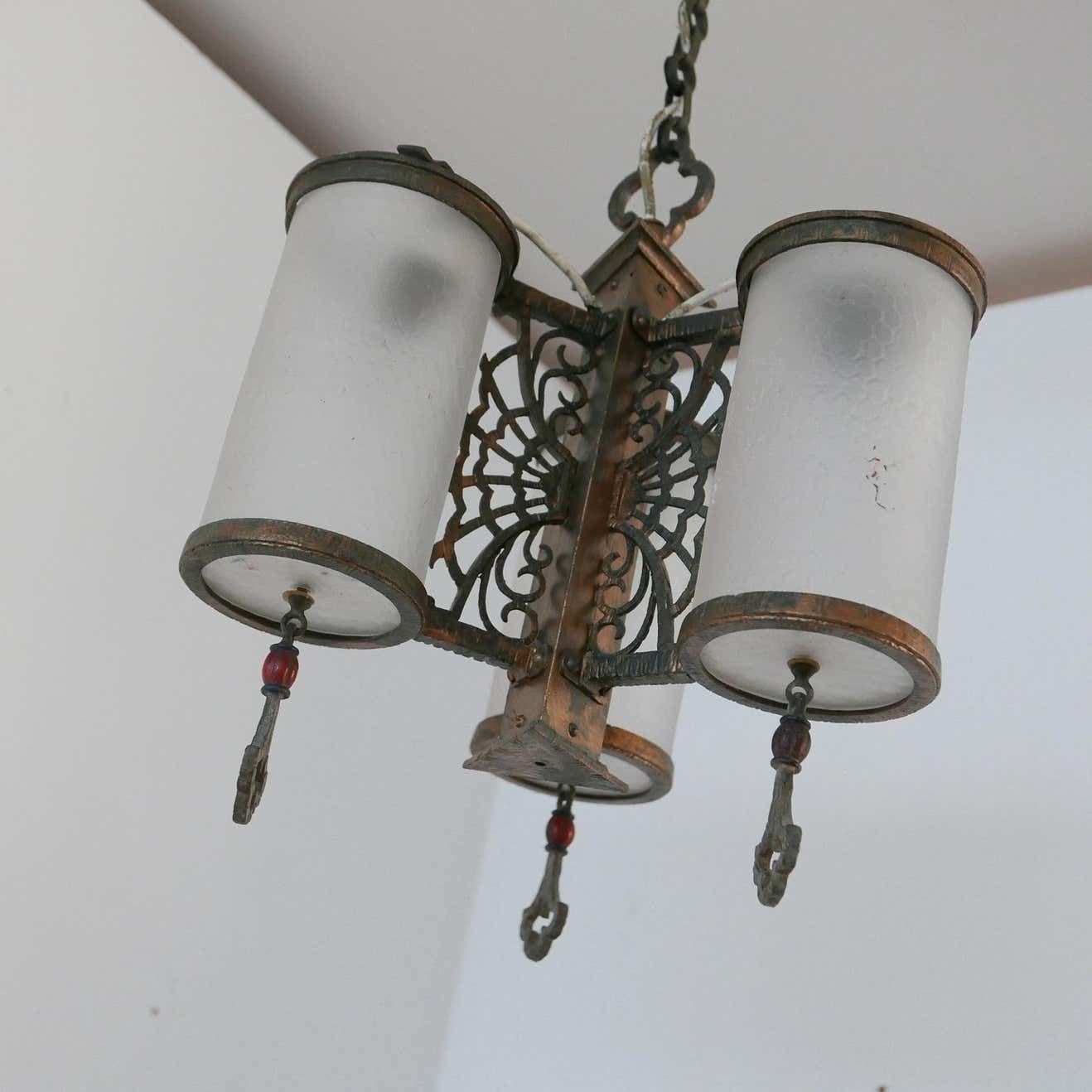Lighting Antique English Frosted Glass Chandelier Pendants '2' photo