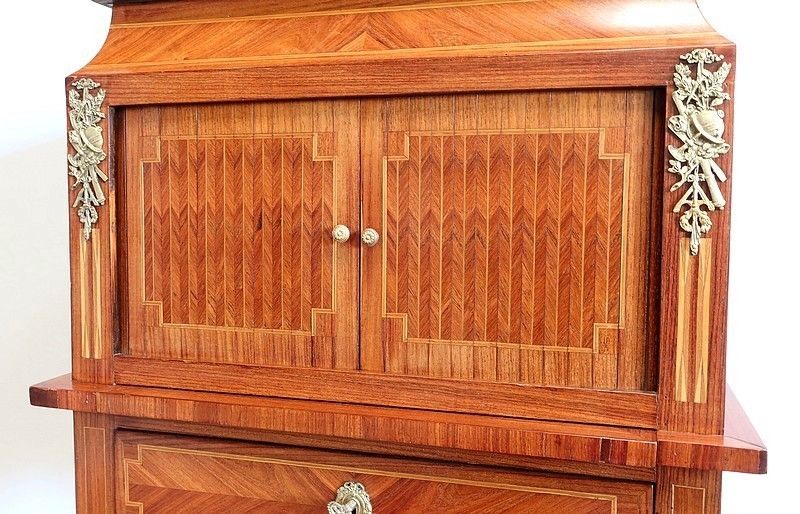 photo for sale Small Cabinet In Marquetry Of Various Woods, Louis XVI Style – 1900