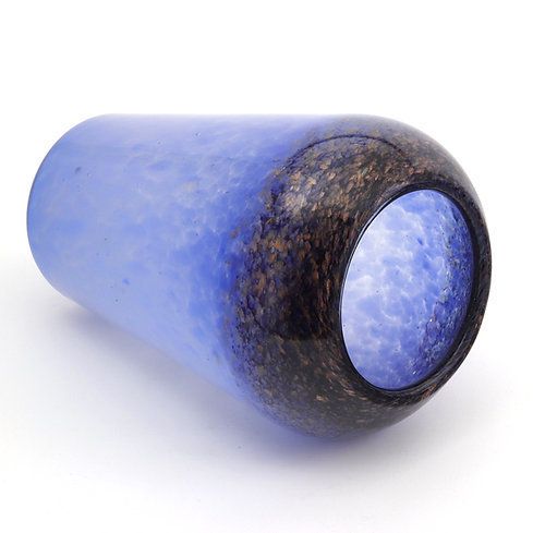 Monart Art Deco Glass Vase In Blue And Black With Aventurine C1930 photo 485.0