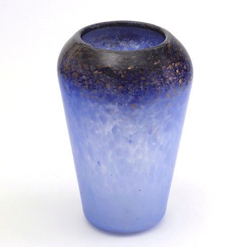 Monart Art Deco Glass Vase In Blue And Black With Aventurine C1930 photo vinterior