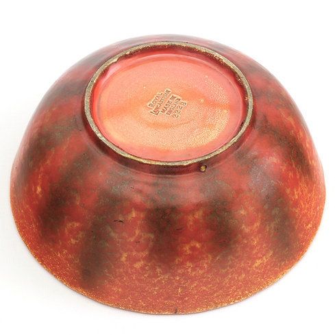 Pilkington's Royal Lancastrian Orange Vermilion And Black Bowl 1930s photo vinterior