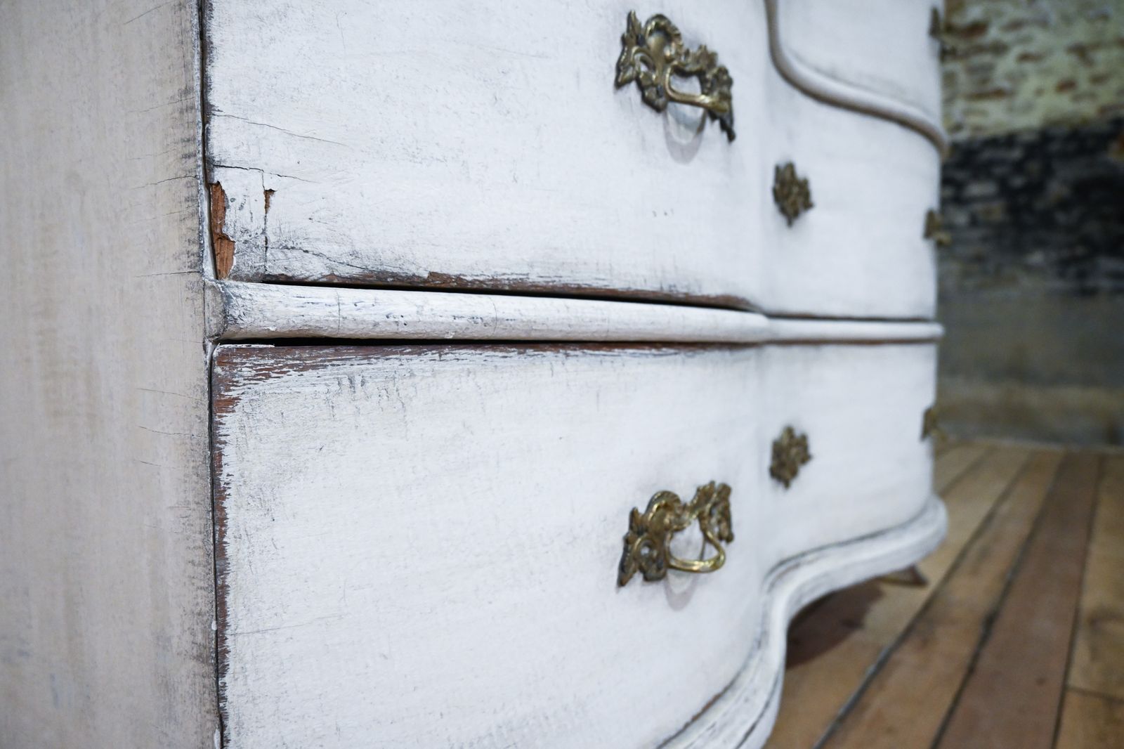 Furniture 19th Century German Rococo Serpentine Painted Commode photo