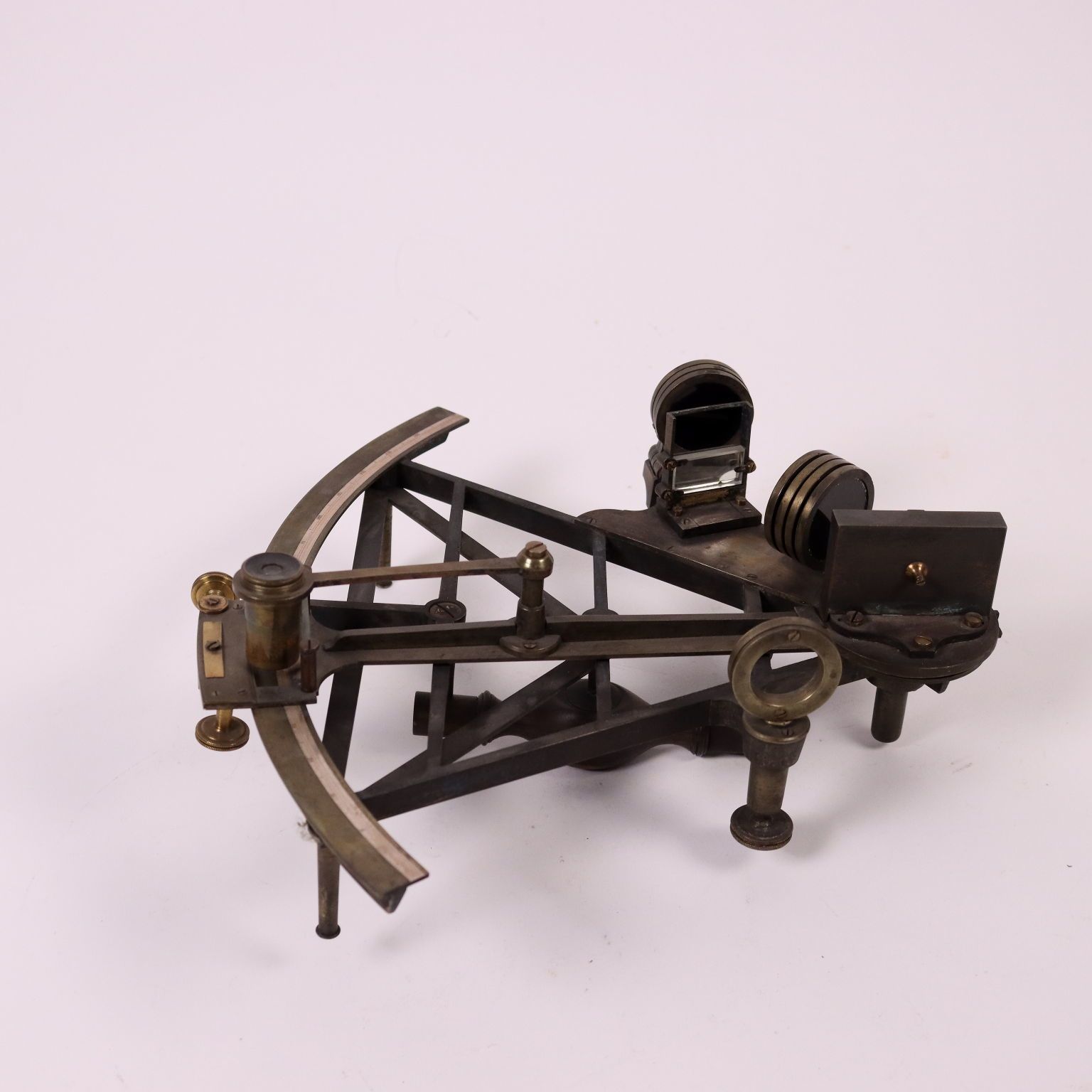 Brass And Mahogany Sextant England 19th Century photo vintage