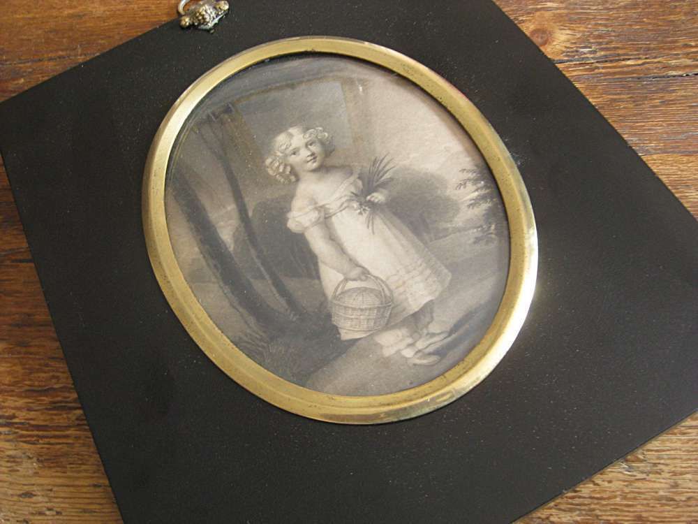 Early 19th Century Engraving Of A Young Girl