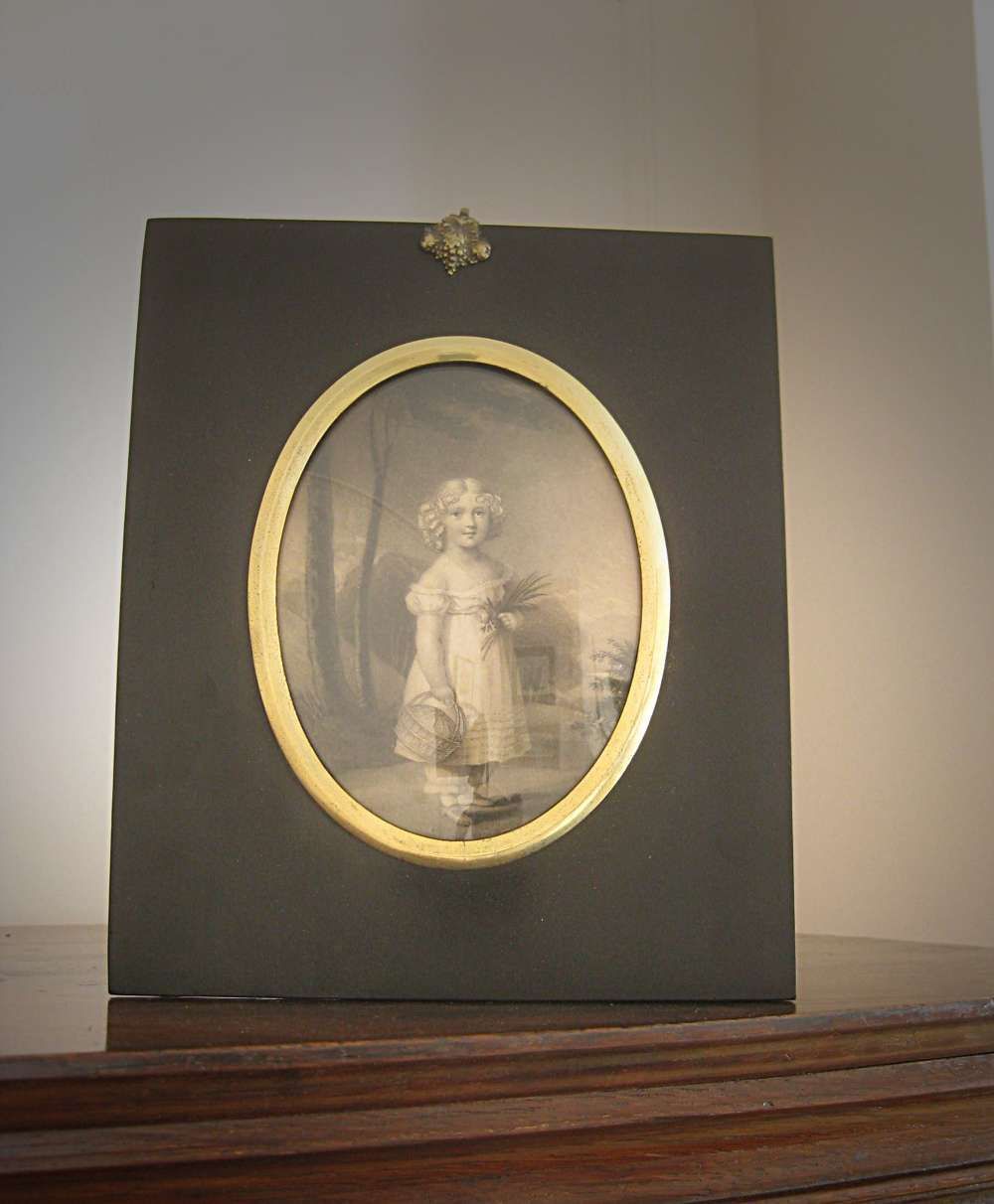 Early 19th Century Engraving Of A Young Girl photo furniture