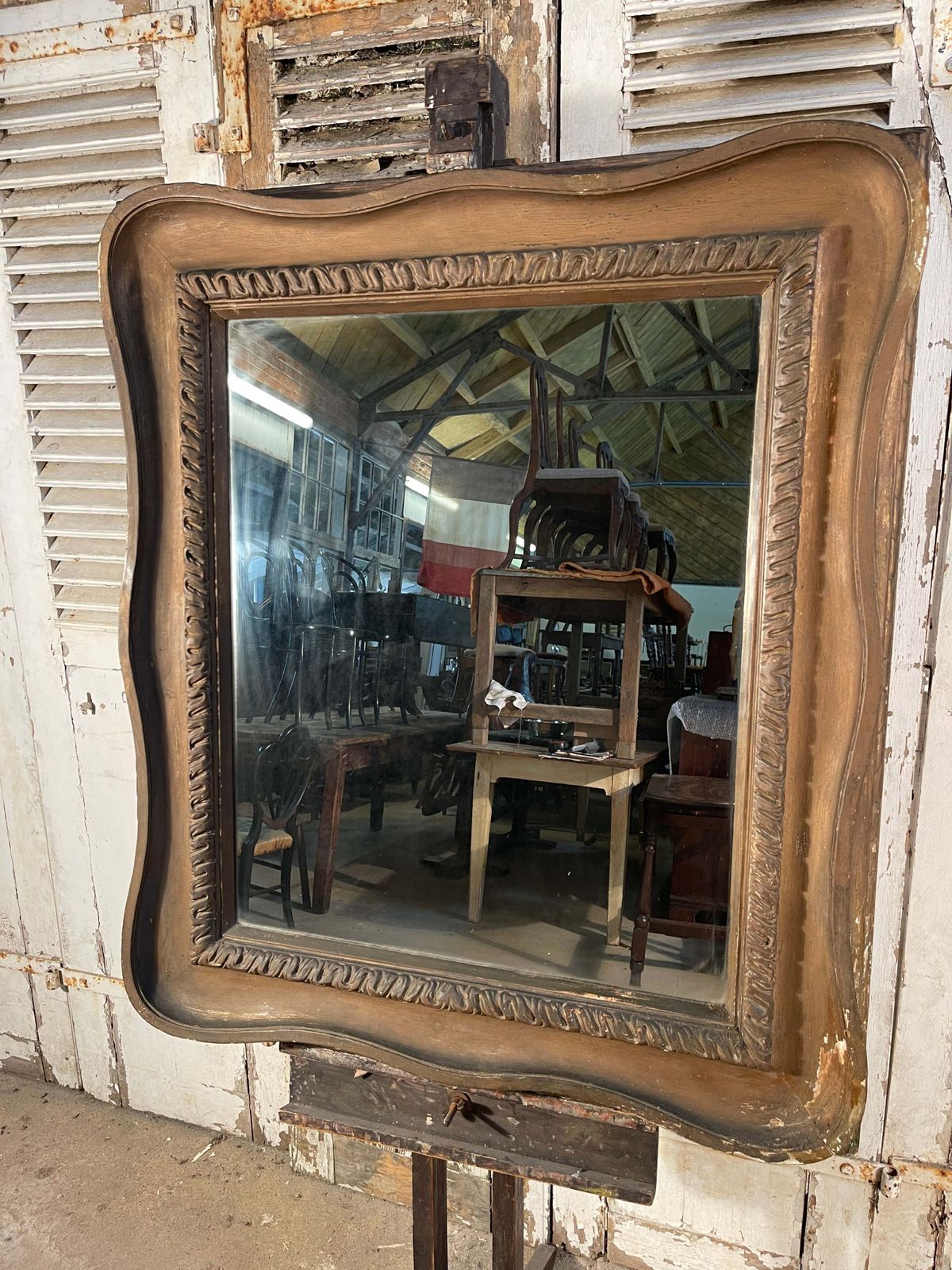 Antique French Giltwood Bedroom Bathroom Mirror Circa 1880 photo 395.0