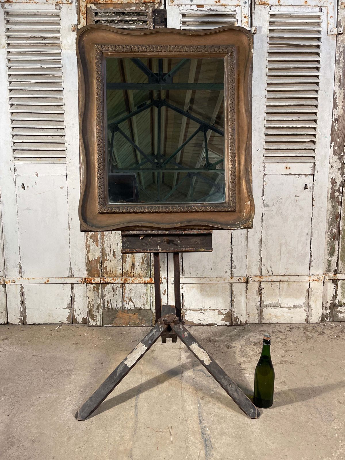 Antique French Giltwood Bedroom Bathroom Mirror Circa 1880 photo vinterior