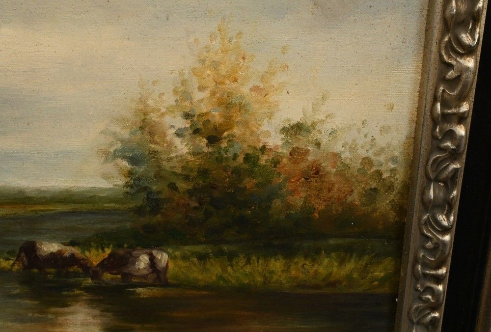 Victorian Oil Painting Pastoral River Scene Landscape Constable photo Art