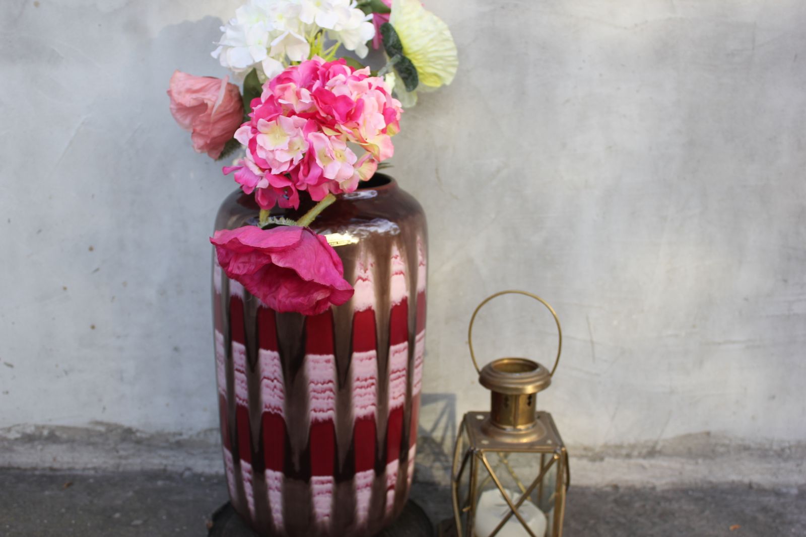Large Red Ceramic Vase Midway Century Style Handmade Pottery Anniversary Gift Flower photo for sale