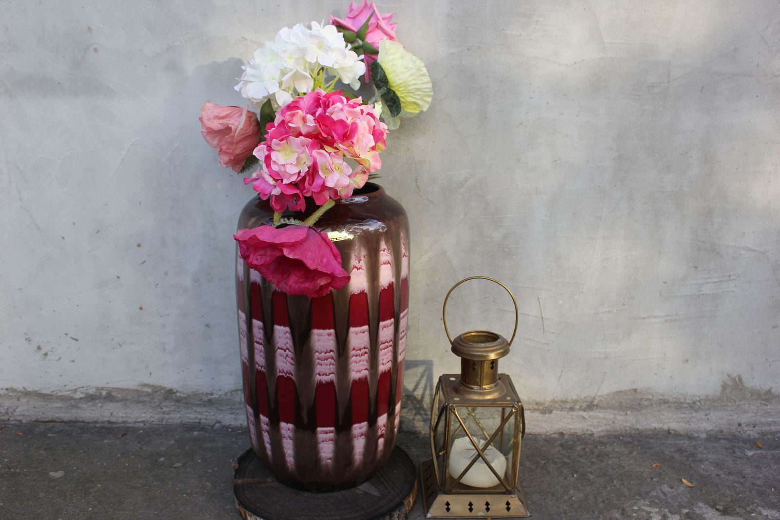 Large Red Ceramic Vase Midway Century Style Handmade Pottery Anniversary Gift Flower photo vinterior