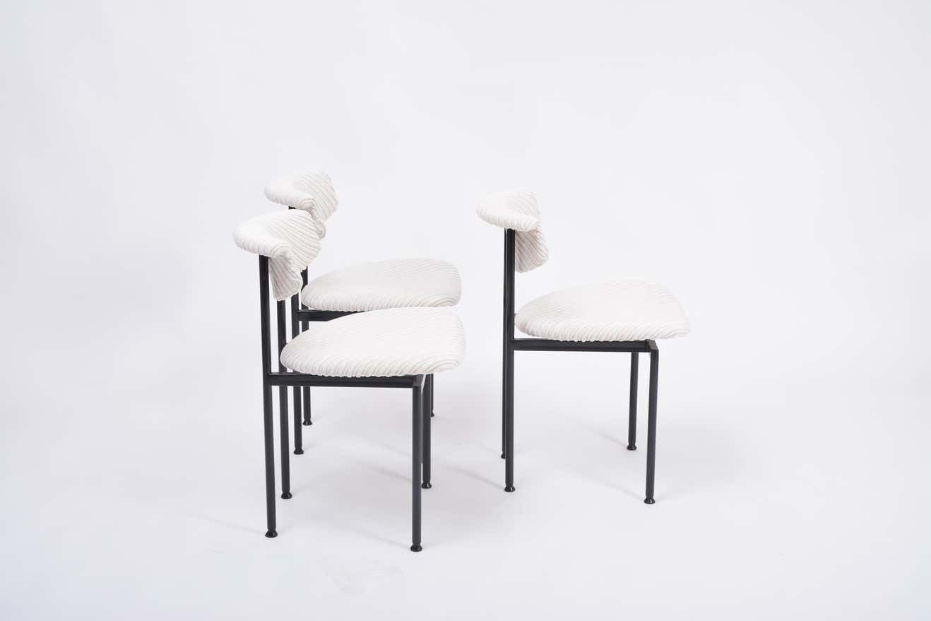 photo furniture Set Of Three Dutch White Alpha Chairs Designed By Rudolf Wolf, 1960s