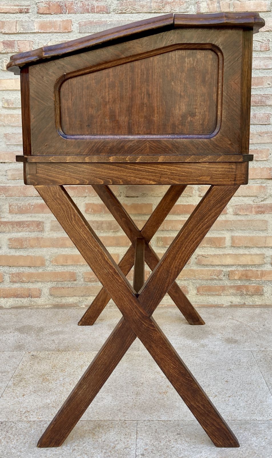 Early 20th Century Walnut & Leather Secretary Desk photo vintage